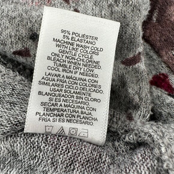 Ellen Tracy Womens Gray/Red Romance Floral Print V-Neck Long Sleeve Top Size L - Picture 8 of 9